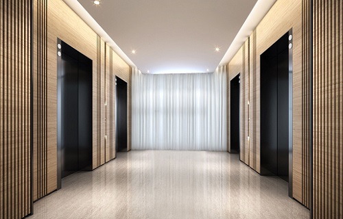 نقش رنگ و مواد طراحی لابی آسانسور